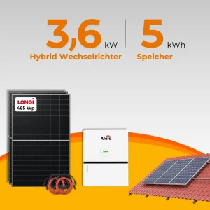 SolarTower 3.6 - 3,6 kW Solaranlage mit 5 kWh Speicher | Komplettset inkl. Ziegeldach Montagesystem