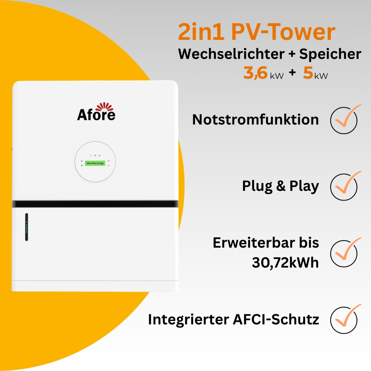 SolarTower 3.6 - 3,6 kW Solaranlage mit 5 kWh Speicher | Komplettset inkl. Ziegeldach Montagesystem – Bild 2