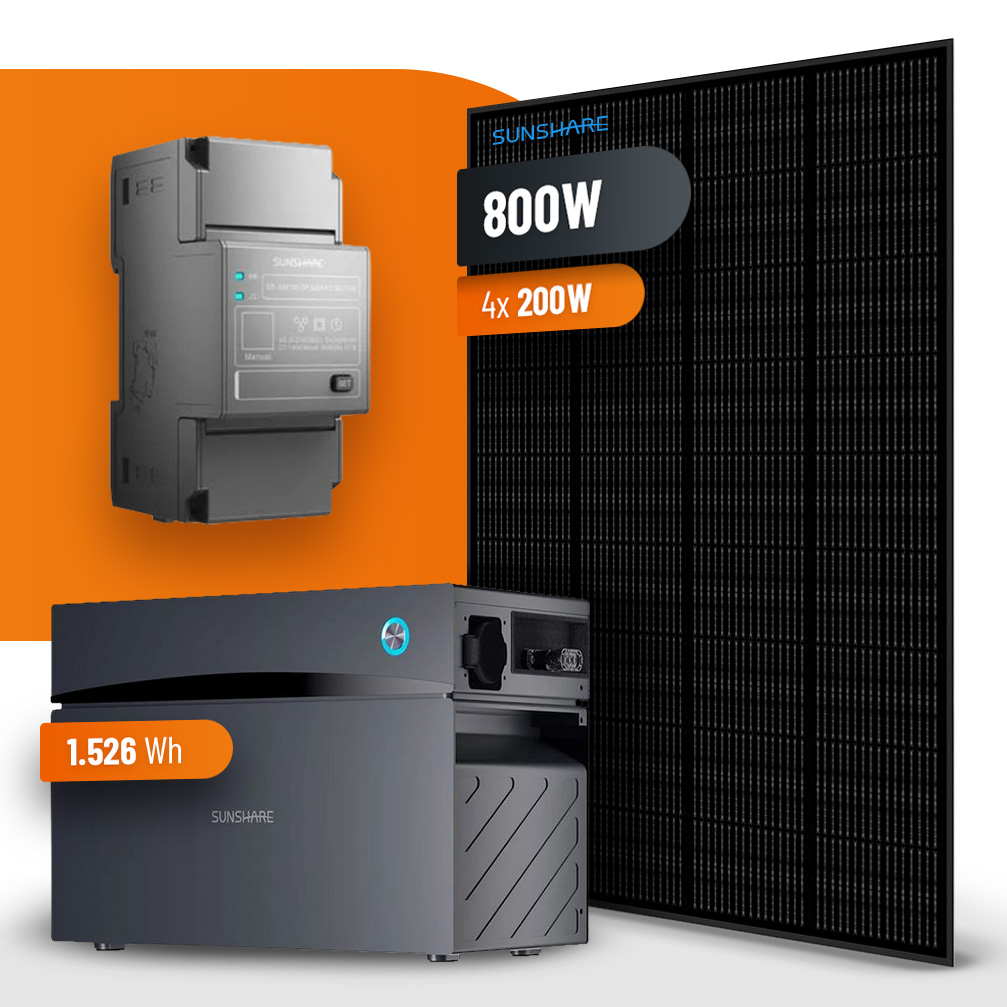 ⚡Balkonkraftwerk 800W mit Speicher⚡Sunshare Glory Balkon-Energiespeicher mit Hybrid-Wechselrichter 1.526 Wh + Gitterbalkonhalterung