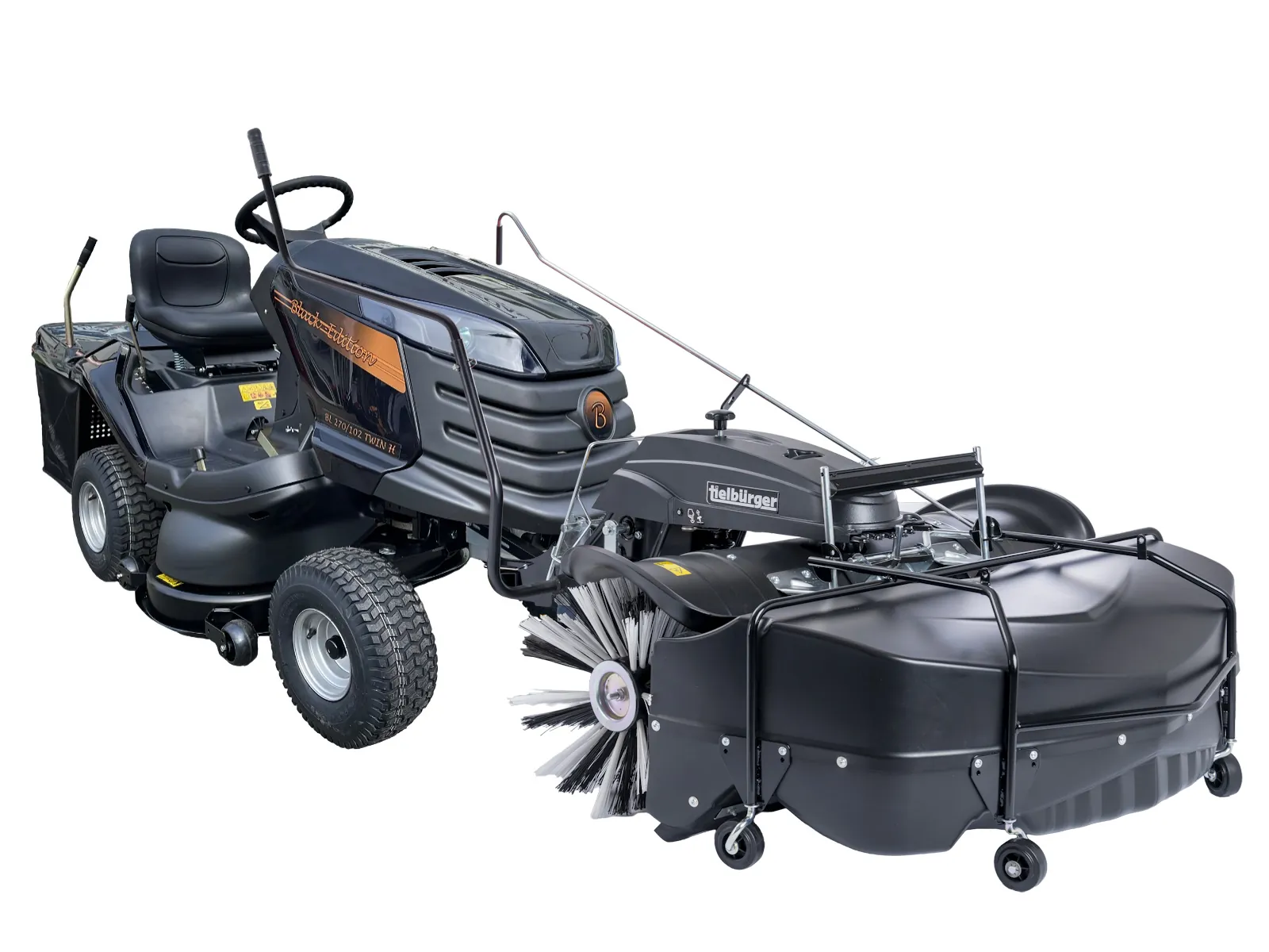 Black Edition BL 270/102 Twin H Rasentraktor inkl. Kehrmaschinenpaket tk540